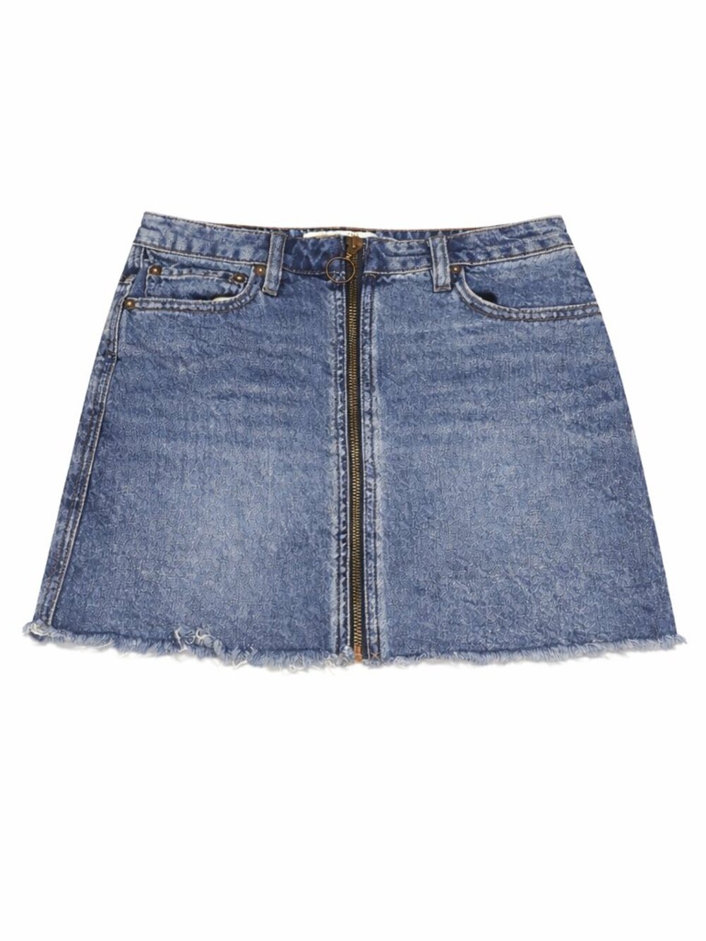 WE THE FREE Mini Denim Skirt with Full Zipper Detail, Size 24